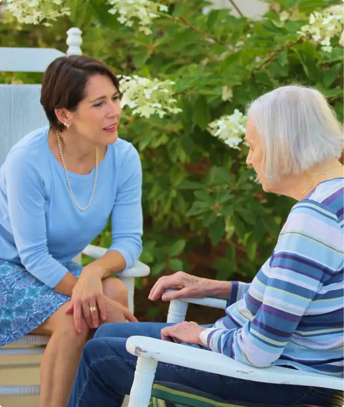 Sharon talking with an old women Wallace Brooks